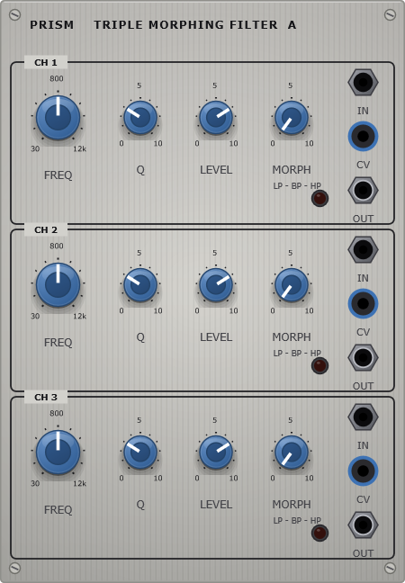The Prism panel - triple morphing filter
