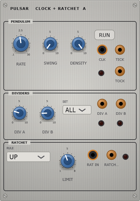 The Pulsar panel - clock + ratchet
