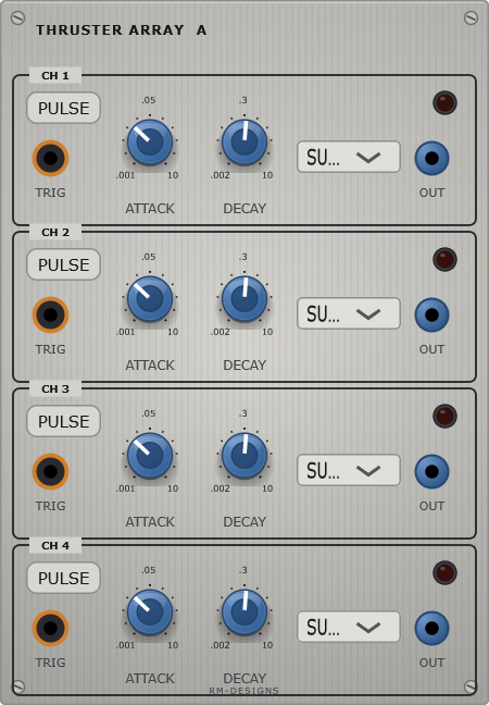 The Thruster Array panel - quad function generator