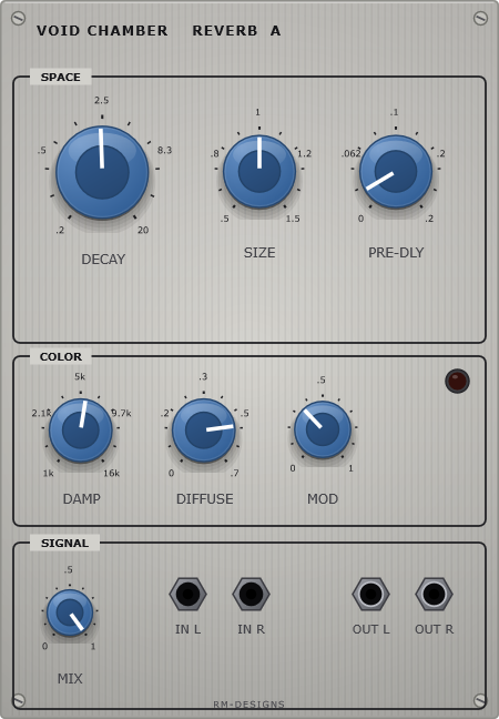The Void Chamber panel - reverb
