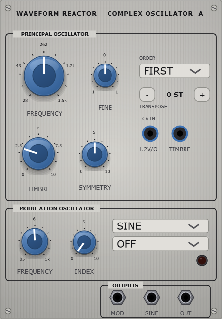 The Waveform Reactor panel - dual folding oscillator