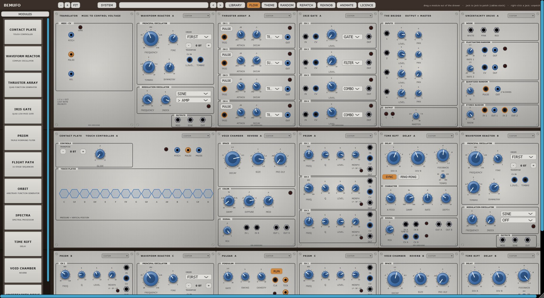A twenty-four space BEMUFO, racked and patched